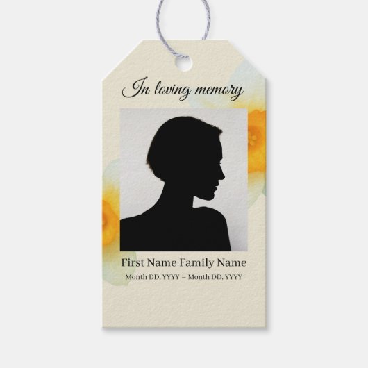 Narcis rouw lint labels cadeaulabel (Voorkant)