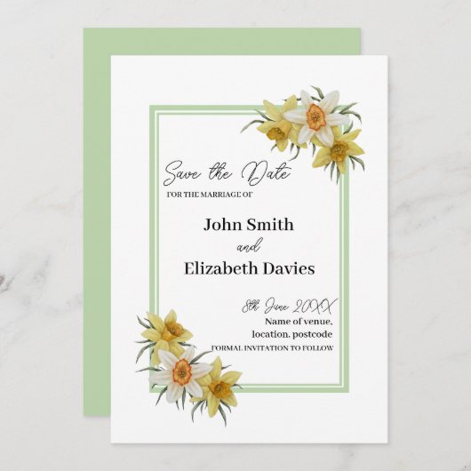 Narcis Save The Date Kaart (Voorkant / Achterkant)