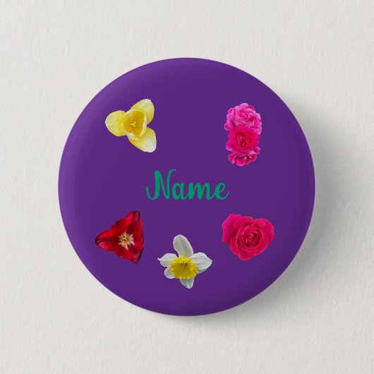 Narcis,Tulpen, en Rozen Ronde Button 5,7 Cm (Voorkant)