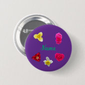 Narcis,Tulpen, en Rozen Ronde Button 5,7 Cm (Voorkant /achterkant)