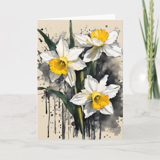 Narcis - Watercolor bloemen Kaart (Voorkant)