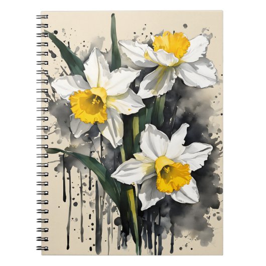 Narcis - Watercolor bloemen Notitieboek (Voorkant)