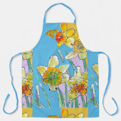 Narcis Waterverf Bloem Blauwe bloemige Schort (Voorkant)