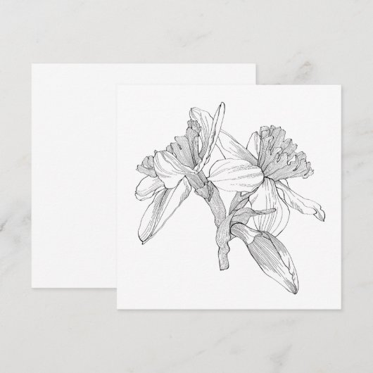 Narcissen bloemen lijn boeket. notitiekaartje (Voorkant / Achterkant)