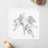 Narcissen bloemen lijn boeket. notitiekaartje (Voorkant / Achterkant in situ)