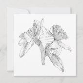 Narcissen bloemen lijn boeket. notitiekaartje (Voorkant)