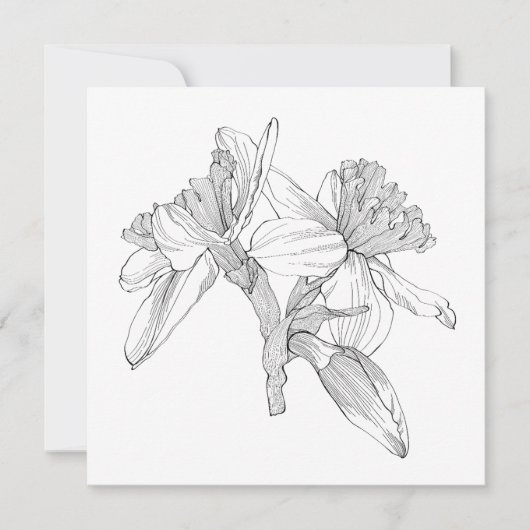 Narcissen bloemen lijn boeket. notitiekaartje (Voorkant)