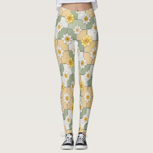 Narcissen Bloemtegelpatroon Leggings