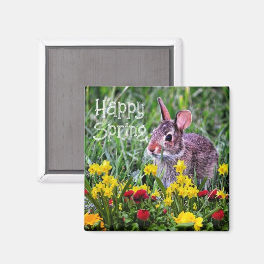 Narcissen en wilde konijnenmagneet magneet (Voorkant / Achterkant)
