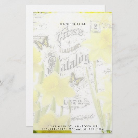 narcissen gepersonaliseerd briefpapier (Voorkant / Achterkant)