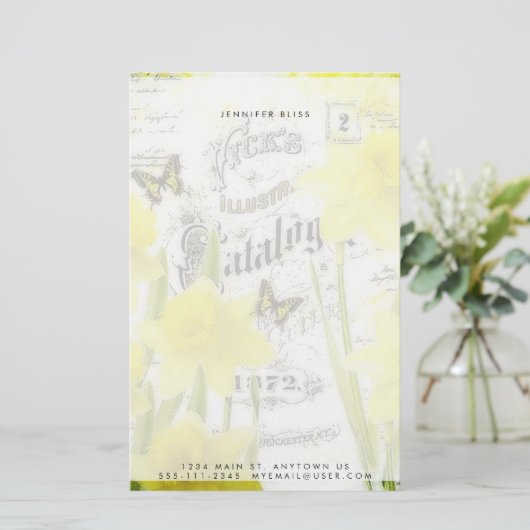  narcissen gepersonaliseerd briefpapier (Staand voorkant)