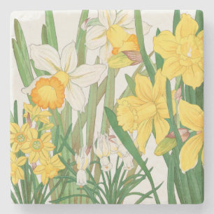 Narcissen-houtsnede schilderij, Tanigami Kônan, 19 Stenen Onderzetter