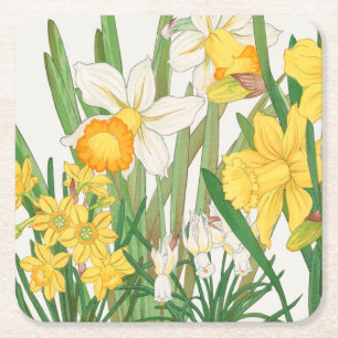 Narcissen-houtsnijwerk-schilderij, Tanigami Kônan, Kartonnen Onderzetters