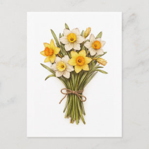 Narcissen in vintage stijl botanische illustratie briefkaart