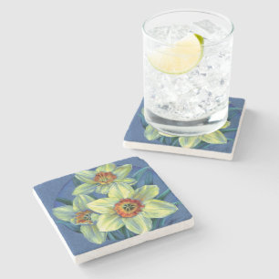 Narcissen lente fijnkunst waterverf onderzetter