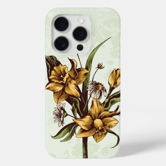 narcissen met madeliefjes op groen Case-Mate iPhone case (Achterkant)