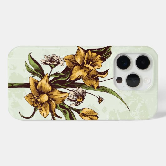  narcissen met madeliefjes op groen Case-Mate iPhone case (Achterkant (horizontaal))