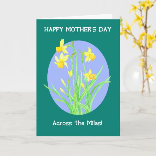  narcissen over de Miles Moederdag Kaart (Gele Bloem)