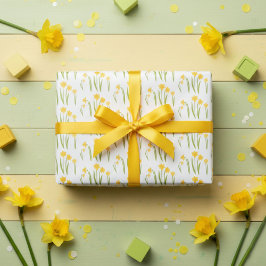 Narcissen Pasen Lente Bloemmotief Bollen Cadeau Inpakpapier Vel