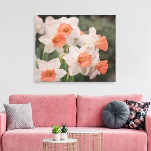 Narcissen Perzik Canvas Afdruk (Insitu (Woonkamer))