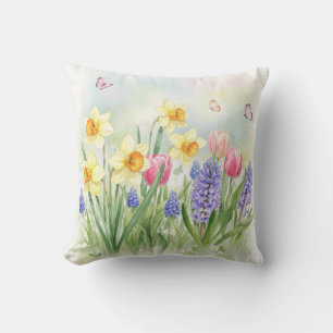 narcissen, tulpen, hyacinten, vlinderkussen kussen