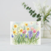 Narcissen, Tulpen, Hyacinten, Vlinders Briefkaart (Staand voorkant)
