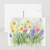 Narcissen, Tulpen, Hyacinten, Vlinders Briefkaart (Voorkant / Achterkant)
