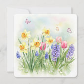 Narcissen, Tulpen, Hyacinten, Vlinders Kaart (Voorkant)