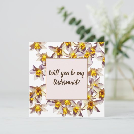 Narcissen Wil je mijn bruidsmeisje kaart zijn (Staand voorkant)