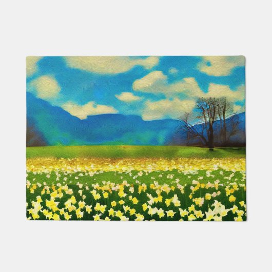 Narcissenveld - schilderij deurmat (Voorkant)