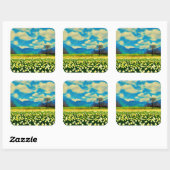 Narcissenveld - schilderij vierkante sticker (Vel)