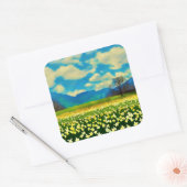 Narcissenveld - schilderij vierkante sticker (Envelop)