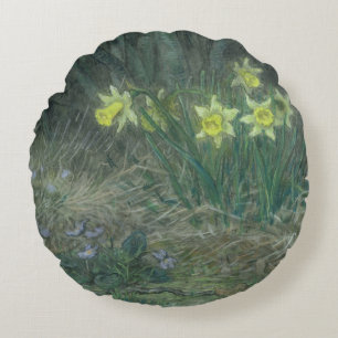 Narcissi en Violets, c.1867 Rond Kussen