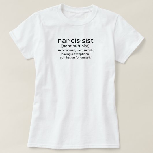 Narcissist Definition T-shirt (Design voorkant)