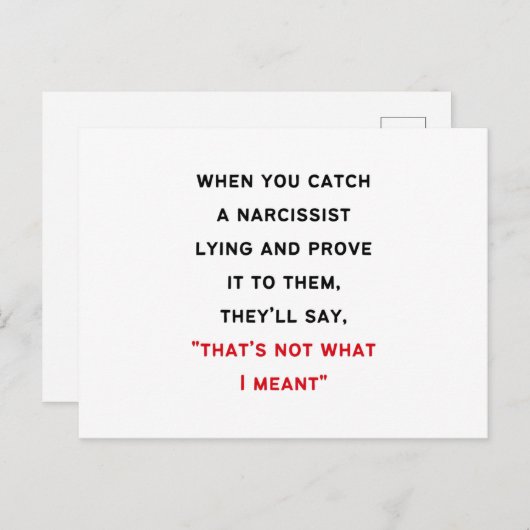 Narcissist Gaslighting Briefkaart (Voorkant / Achterkant)