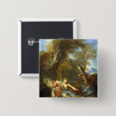 Narcissus, 1728 vierkante button 5,1 cm (Voorkant /achterkant)