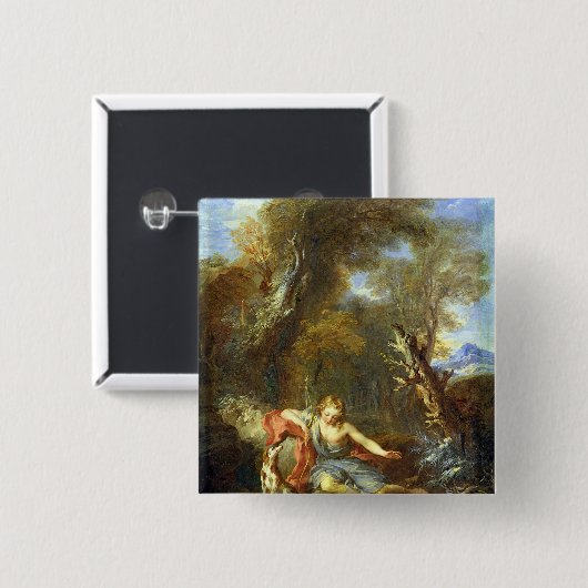 Narcissus, 1728 vierkante button 5,1 cm (Voorkant /achterkant)