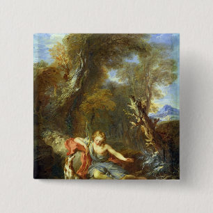 Narcissus, 1728 vierkante button 5,1 cm