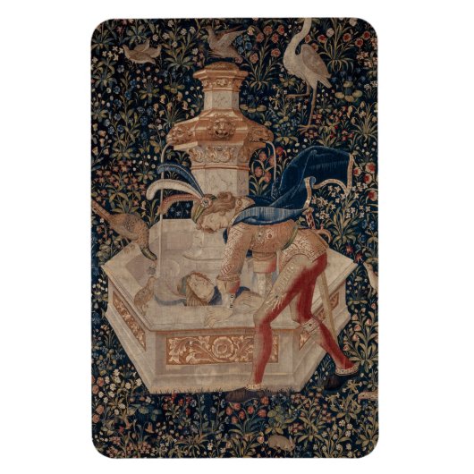 Narcissus at the Well, Medieval Tapestry Magneet (Verticaal)