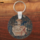Narcissus at the Well, Medieval Tapestry Sleutelhanger (Voorkant)