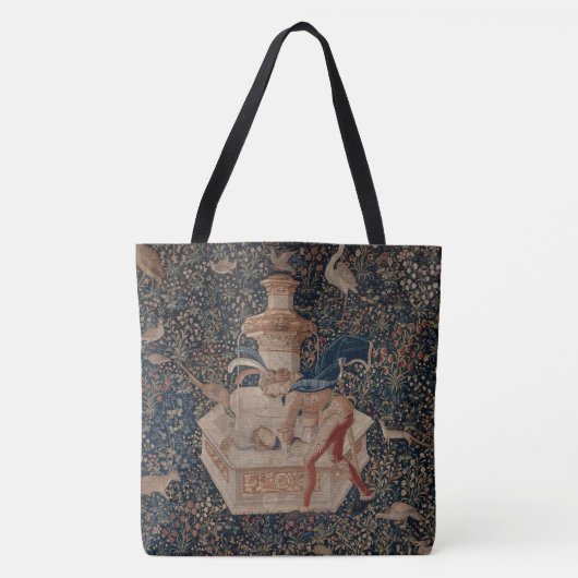 Narcissus at the Well, Medieval Tapestry Tote Bag (Voorkant)