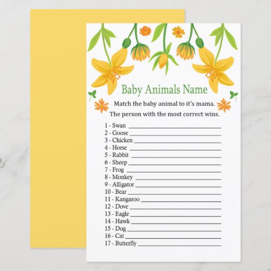 Narcissus Baby Animals Name Game (Voorkant / Achterkant)