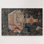 Narcissus bij de Waterput, Middeleeuwse Wandtapijt Legpuzzel (Horizontaal)