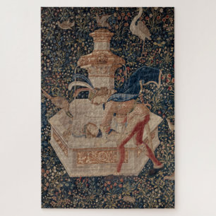 Narcissus bij de Waterput, Middeleeuwse Wandtapijt Legpuzzel