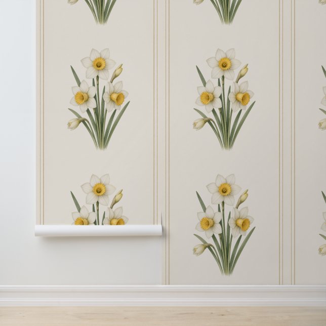 Narcissus botanisch, december geboortebloemprint behang (Applicatie)