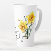 Narcissus "Dank je!" Bewerkbare slogan en naam Latte Mok (Rechterhoek)