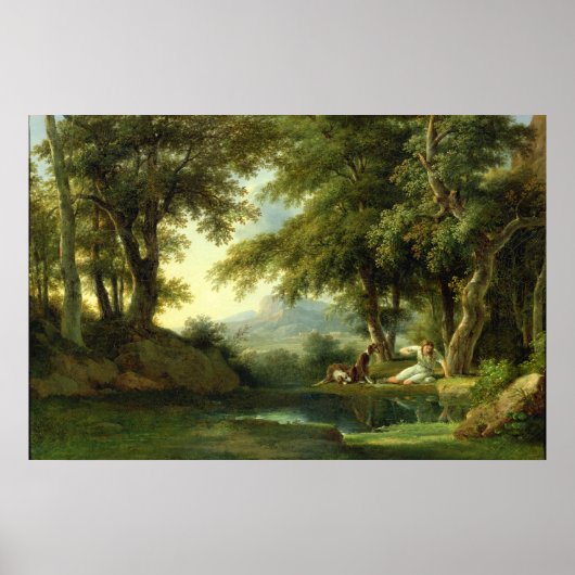 Narcissus die zijn reflectie bijsturen poster (Voorkant)