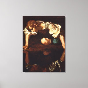 Narcissus door Michelangelo Merisi da Caravaggio Canvas Afdruk