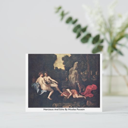 Narcissus en Echo van Nicolas Poussin Briefkaart (Staand voorkant)