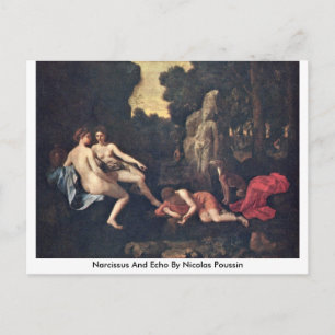 Narcissus en Echo van Nicolas Poussin Briefkaart